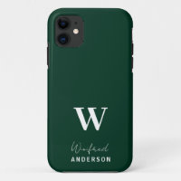 Minimalist Dark Green Stylish Monogram Custom Name