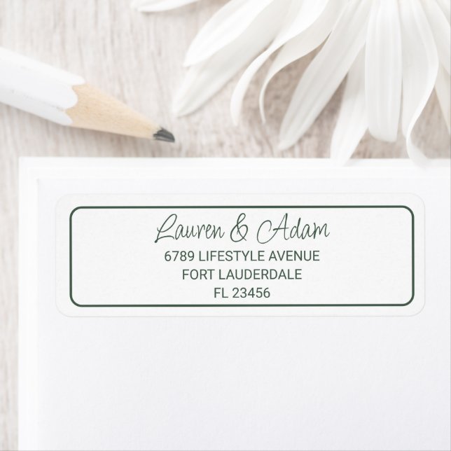 Minimalist Dark Green Wedding Return Address Label (Insitu)