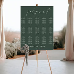 Minimalist Dark Green Wedding Seating Chart
