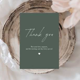 Minimalist Dark Green Wedding Thank You Card