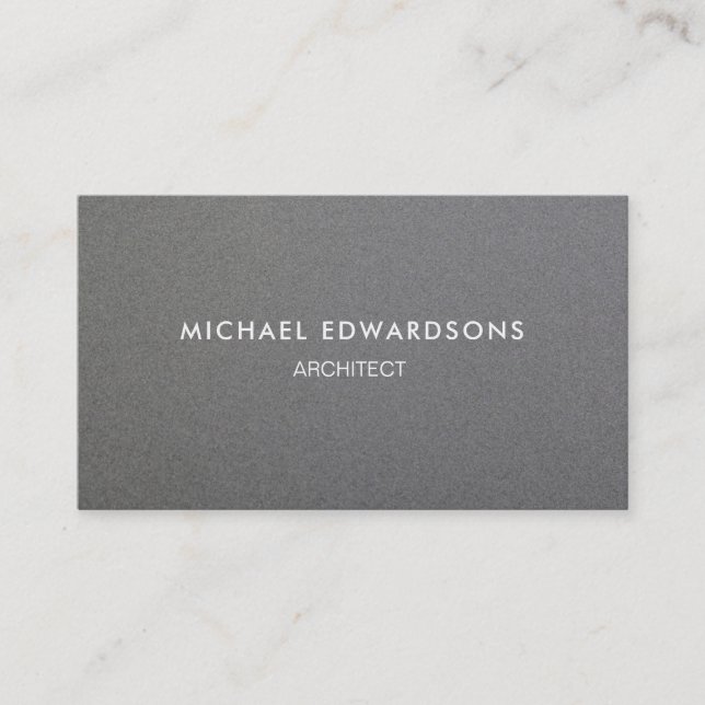 Minimalist dark grey brushed metal professional business card (Front)