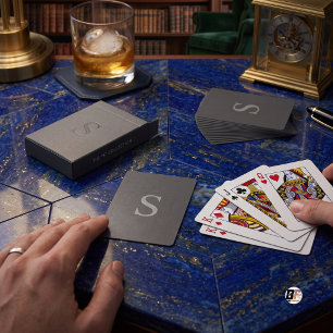Minimalist Dark Grey Classic Monogram Playing Cards