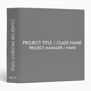 Minimalist dark grey custom school class project binder