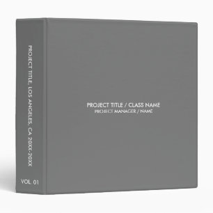 Minimalist dark grey solid custom professional binder