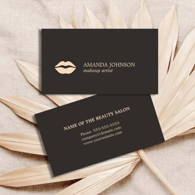 Minimalist Dark Light Pink Lips Makeup Artist Business Card (Creator Uploaded)