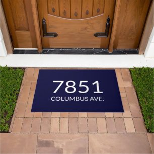 Minimalist dark navy blue and white elegant doormat
