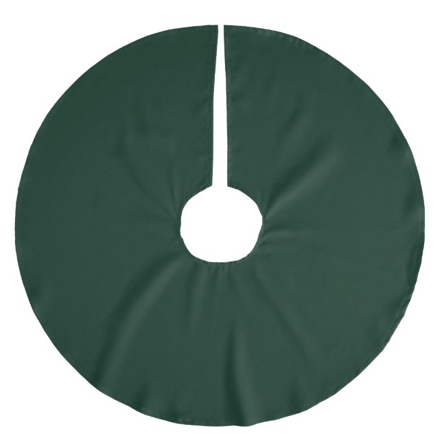 Minimalist dark pine green solid plain elegant brushed polyester tree skirt (Front)