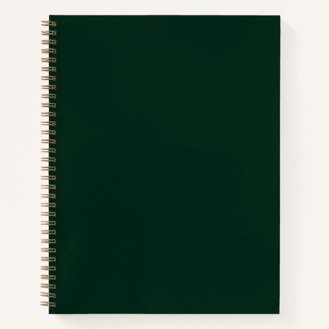 Minimalist dark pine green solid plain elegant notebook (Front)