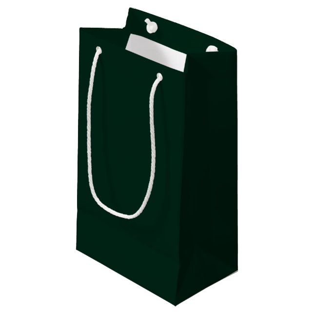 Minimalist dark pine green solid plain elegant small gift bag (Front Angled)