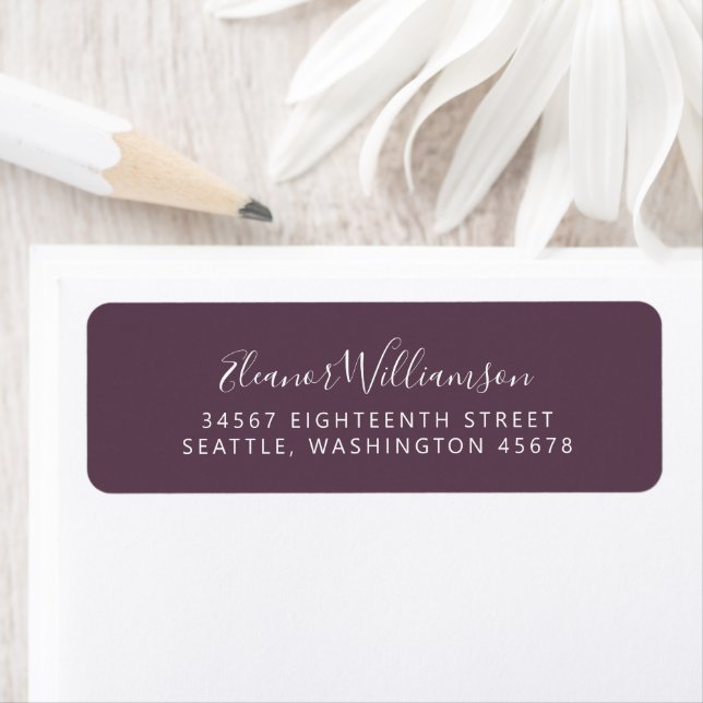 Minimalist Dark Purple Script Return Address  (Insitu)