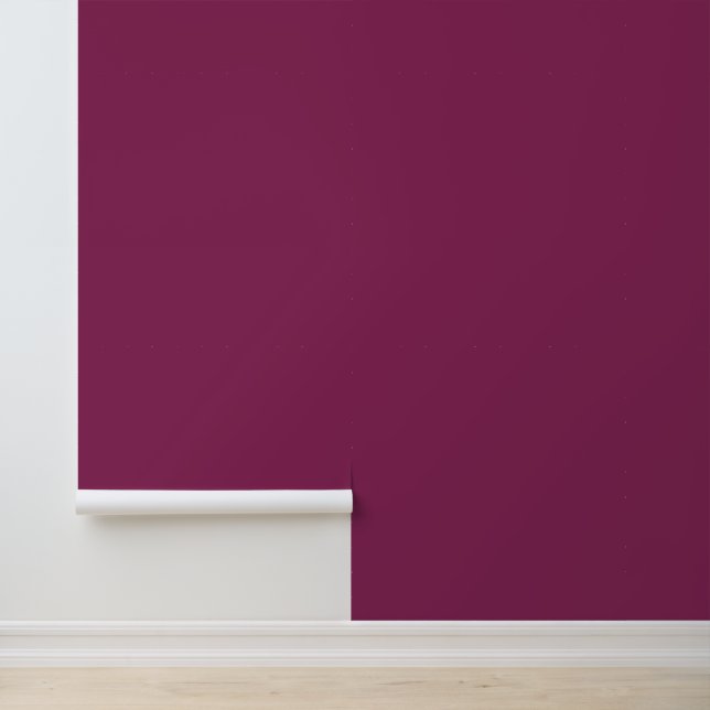 Minimalist dark raspberry solid plain modern chic wallpaper (Application)