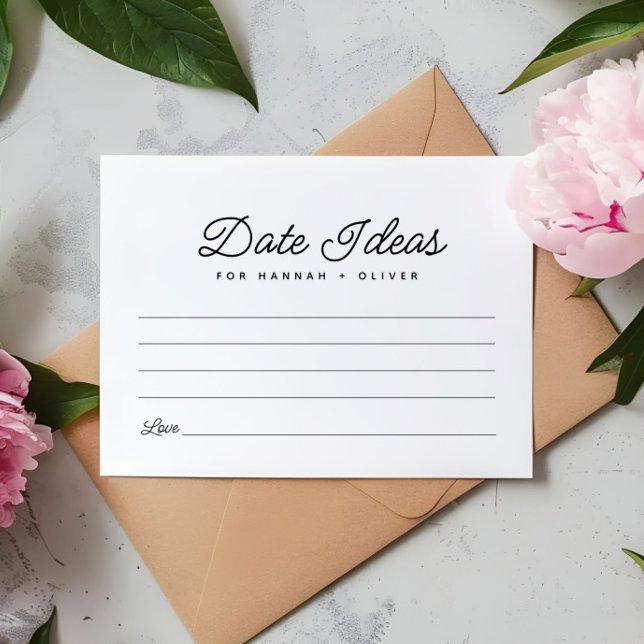 Minimalist Date Night Ideas Wedding Advice Card (Creator Uploaded)