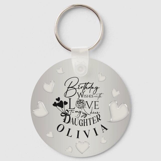 Minimalist Daughter Birthday Lettering Keychain (Front)