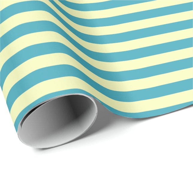 Minimalist Dawn Blue and Momisa Candy Stripe Gift Wrapping Paper (Roll Corner)