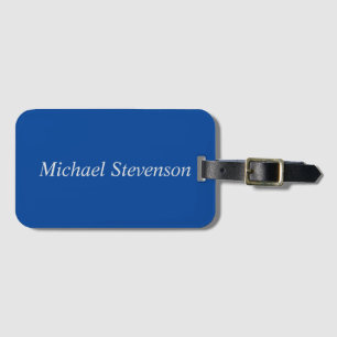 Minimalist Deep Blue Modern Plain Luggage Tag