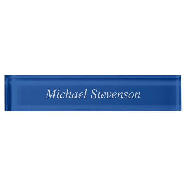 Minimalist Deep Blue Modern Plain Nameplate (Front)
