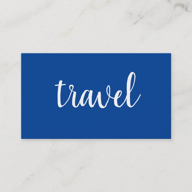 Minimalist Deep Blue Modern Plain Travel Agent Business Card (Front)