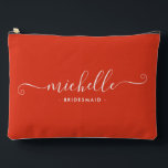 Minimalist Deep Orange Personalized Bridesmaid Accessory Pouch<br><div class="desc">Introducing our Chic Minimalist Deep Orange Personalized Bridesmaid Accessory Pouch, a stylish and versatile gift designed to celebrate your bridesmaids in elegance. This accessory pouch is the epitome of modern chic, perfect for any occasion from bridesmaid proposals to bridal showers. Crafted with a minimalist design, this pouch features a Deep...</div>