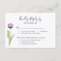 Minimalist Deep Purple Single Tulip Wedding RSVP