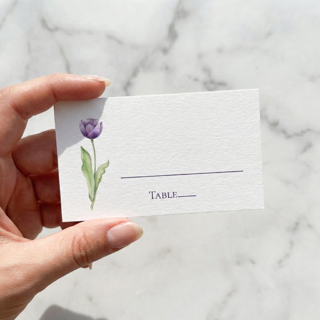 Minimalist Deep Purple Tulip Wedding Reception Place Card (Creator Uploaded)