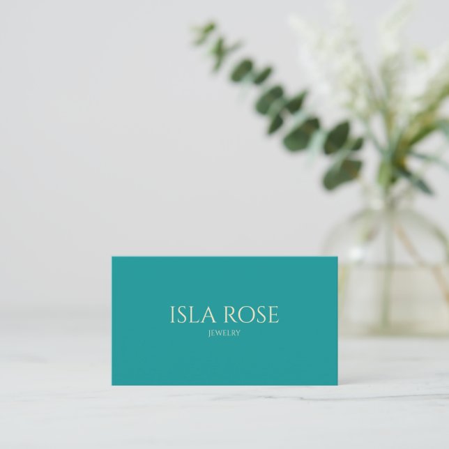 Minimalist Deep Teal & Cream Business Card (Standing Front)