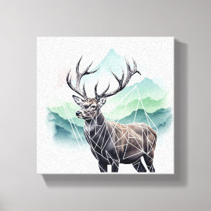 Minimalist Deer Wall Art Canvas – Geometric Line A