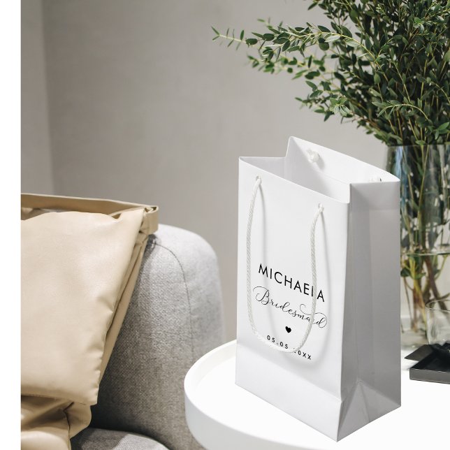 Minimalist Delicate Script & Heart Bridesmaid Small Gift Bag (Creator Uploaded)