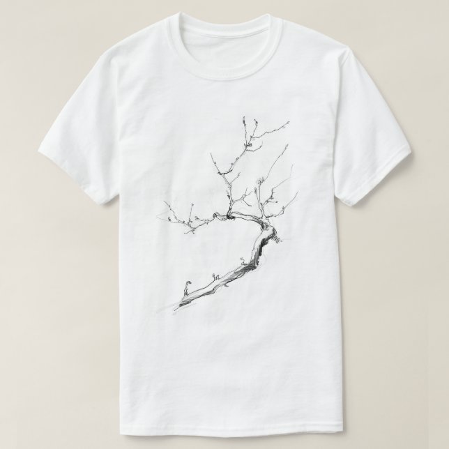Minimalist Delicate Tree Branch T-Shirt (Design Front)