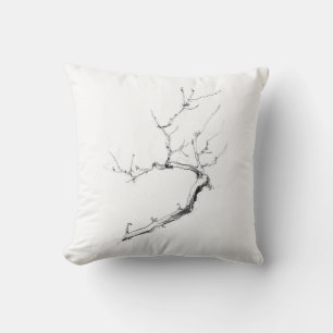 Minimalist Delicate Tree Branch Throw Pillow