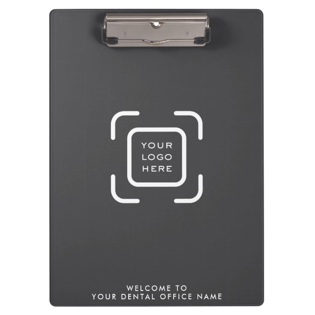 Minimalist Dental Office Logo Welcome Grey Clipboard (Front)