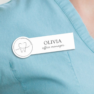 Minimalist Dental Office Manager Name Tag