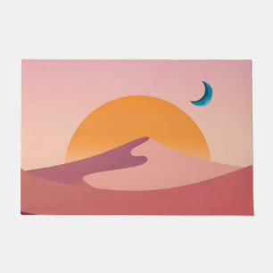 Minimalist Desert Sunset Moon Landscape Doormat