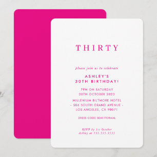 MINIMALIST design birthday chic modern hot pink Invitation