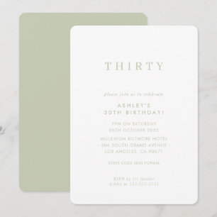 MINIMALIST design birthday chic modern sage green Invitation