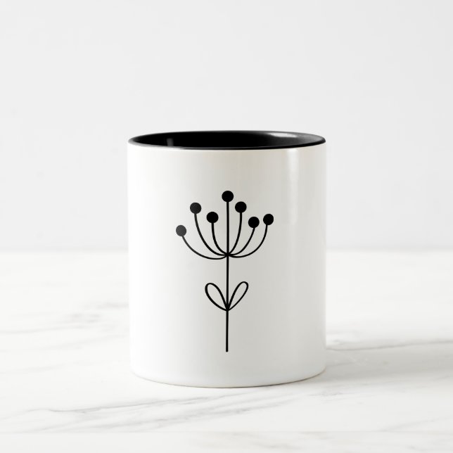 Minimalist Design Botanical  Two-Tone Coffee Mug (Center)