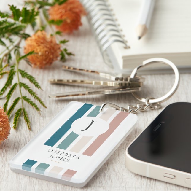 Minimalist design in pastel colours keychain (Front Right)
