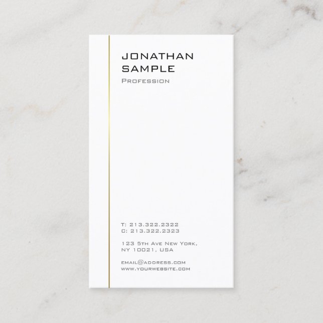 Minimalist Design Modern Template Trendy Gold Line Business Card (Front)