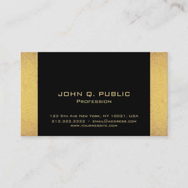 Minimalist Design Professional Modern Black Gold Business Card (Front)