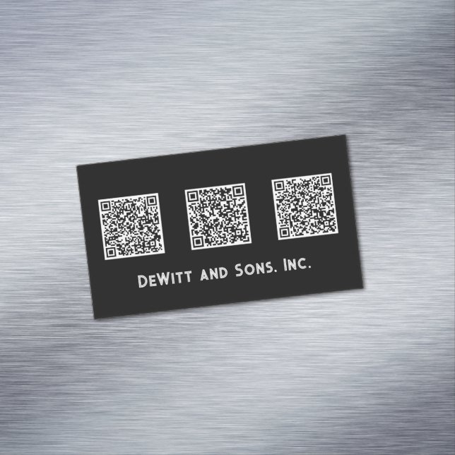 Minimalist Design Three QR Code Sleek Magnetic Business Card (In Situ)