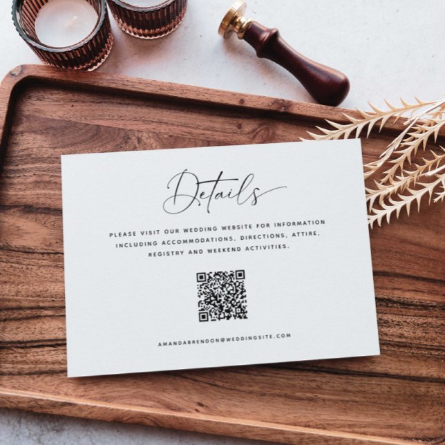 Minimalist Details QR Code Wedding Enclosure Card (Creator Uploaded)