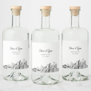 Minimalist Detroit Wedding Custom Liquor Bottle Label
