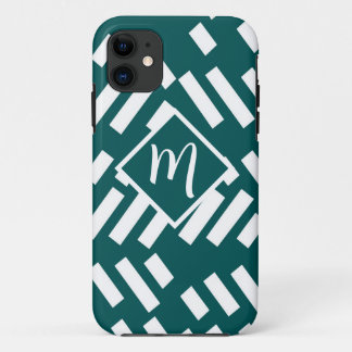 Minimalist Diagonal Striped Pattern, Monogram iPhone 11 Case
