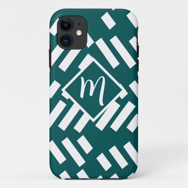 Minimalist Diagonal Striped Pattern, Monogram Case-Mate iPhone Case (Back)