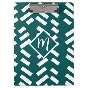 Minimalist Diagonal Striped Pattern, Monogram Clipboard