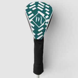 Minimalist Diagonal Striped Pattern, Monogram Golf Head Cover