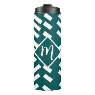 Minimalist Diagonal Striped Pattern, Monogram Thermal Tumbler