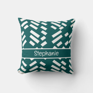 Minimalist Diagonal Striped Pattern With Name Throw Pillow