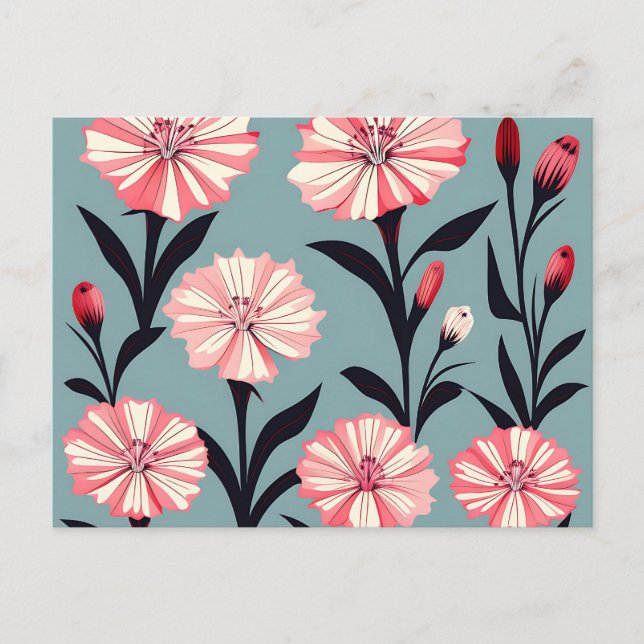 Minimalist Dianthus Flowers Postcard (Front)