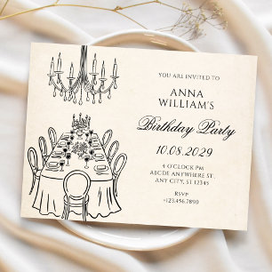 Minimalist dinner table birthday invitation