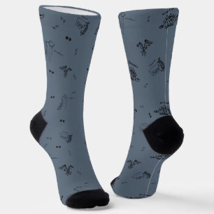Minimalist Dino Crew Socks for Adults - Slate Blue